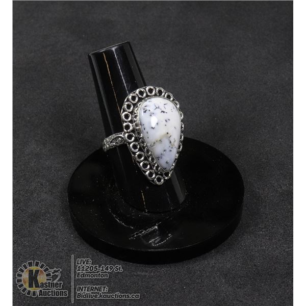 #45-DENDRITIC OPAL RING SIZE 7 JEWELRY/ SILVER PLATED/ HEALING MINERAL