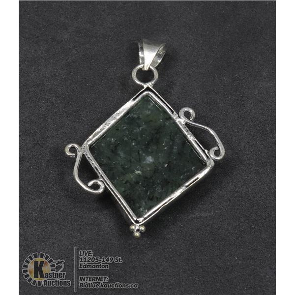 #13-NATURAL PREHNITE PENDANT JEWELRY/ SILVER PLATED/ HEALING MINERAL