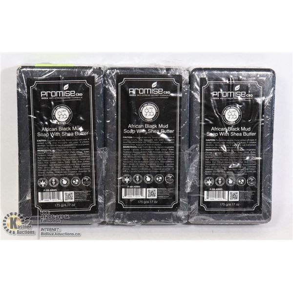 3 BARS OF PROMISE CBD AFRICAN BLACK MUD SOAP WITH SHEA BUTTER. 175G EACH