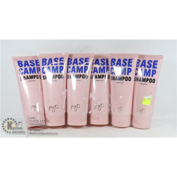 LOT OF 6 PRETTY YOUNG THING BASE CAMP SHAMPOO 150ML EACH