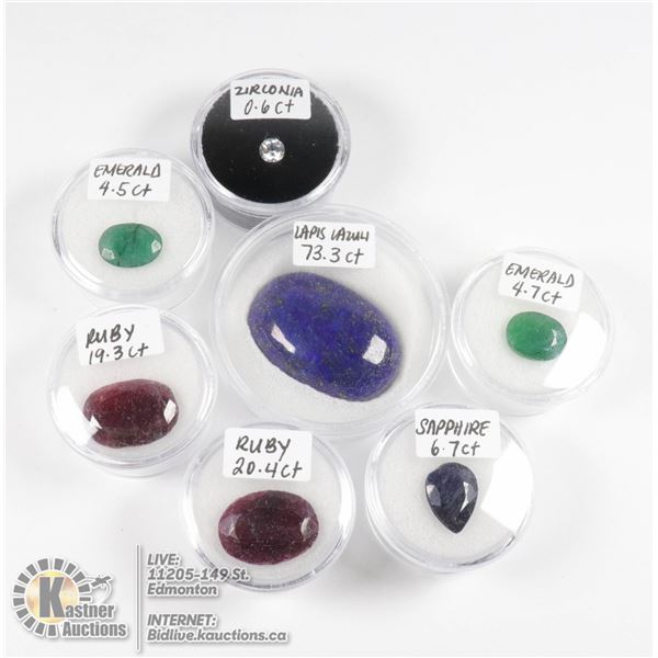X7 GEMSTONES RUBY, EMERALD, SAPPHIRE, LAPIS LAZULI