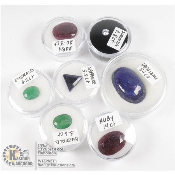 X7 GEMSTONES RUBY, EMERALD, SAPPHIRE, LAPIS LAZULI
