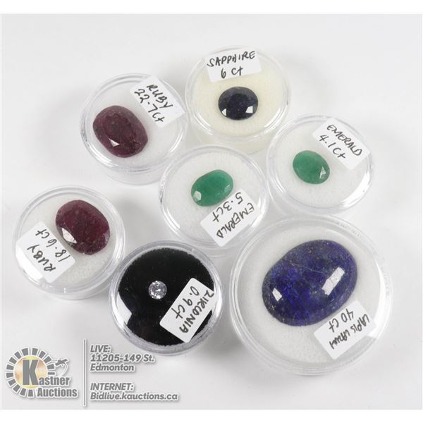 X7 GEMSTONES RUBY, EMERALD, SAPPHIRE, LAPIS LAZULI