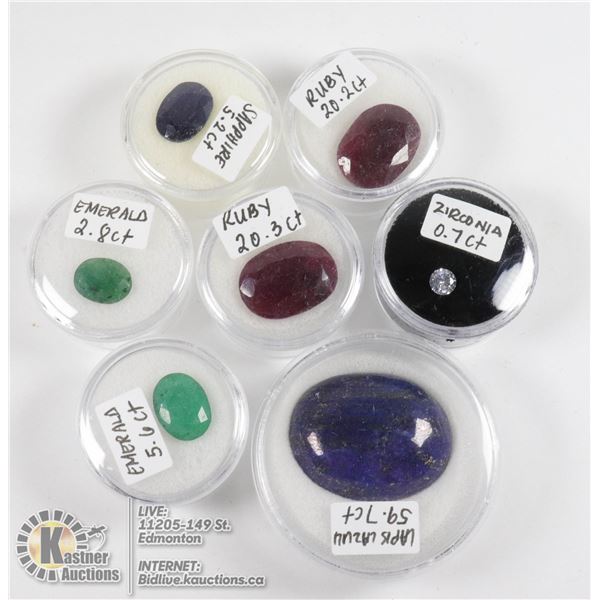 X7 GEMSTONES RUBY, EMERALD, SAPPHIRE, LAPIS LAZULI