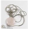 Image 1 : ROSE QAURTZ AND SILVER NECKLACE IN BOX- NONE