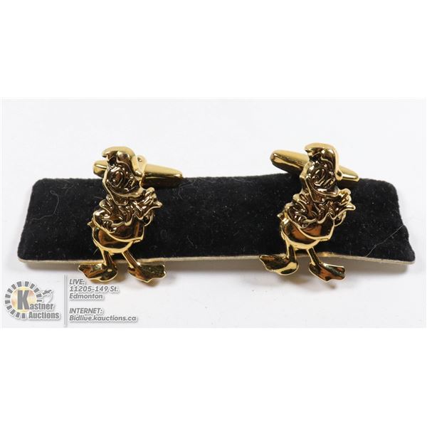 DONALD DUCK GOLD CUFFLINKS FROM DISNEY LAND