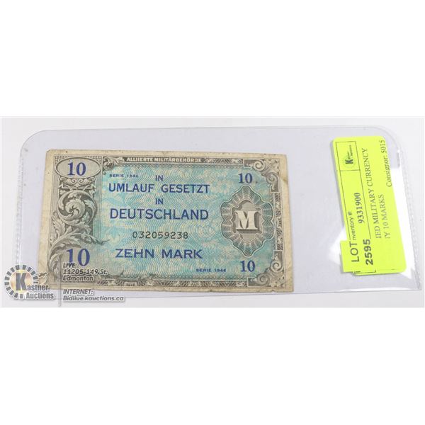 1944 ALLIED MILITARY CURRENCY GERMANY 10 MARKS NOT