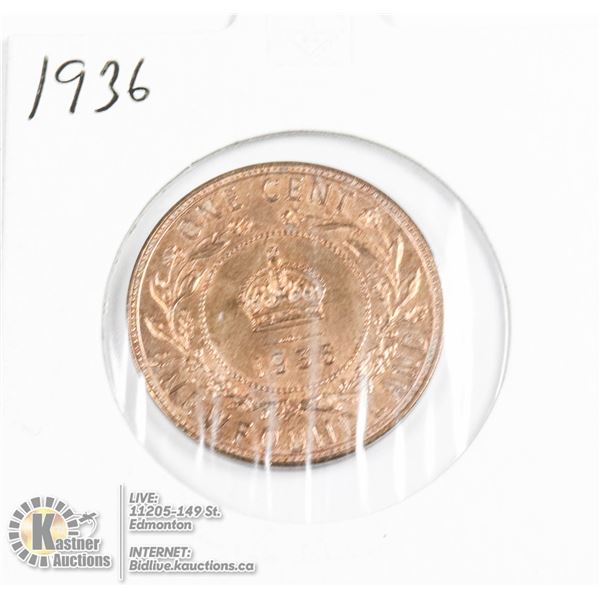 1936 NEFOUNDLAND LARGE 1 CENT COIN, UNCIRCULATED