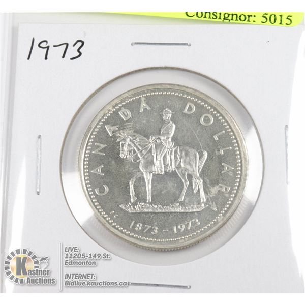 1973 SILVER RCMP CANADA $1 DOLLAR COIN, SPECIMEN