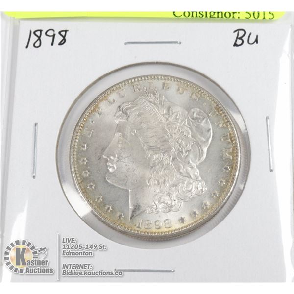 1898 SILVER USA MORGAN $1 DOLLAR COIN, HIGH GRADE