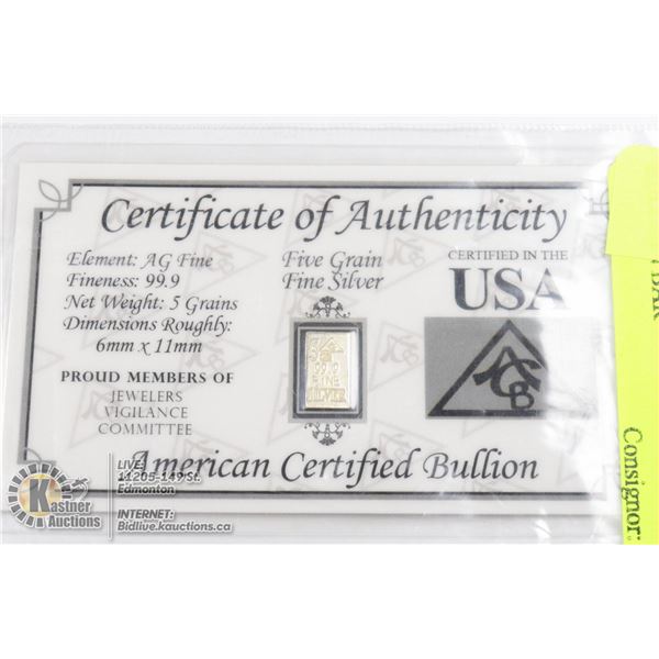 PURE .999 SILVER 1 GRAM BUFFALO BULLION BAR