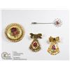 Image 1 : 3 ANTIQUE 1950S AND 60S GOLD BROOCHES PETTI POINT AND ONE COLLAR PIN SILVER