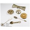 Image 1 : BOX OF ANTIQUE BROOCHES, DRESS CLIPS, AND NECK CUFF PINS