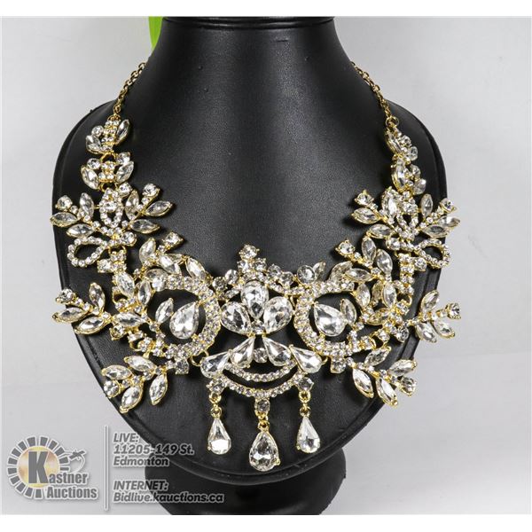 BELLA VOGUE GOLD TONED RHINSTONE HARNESS CHAIN