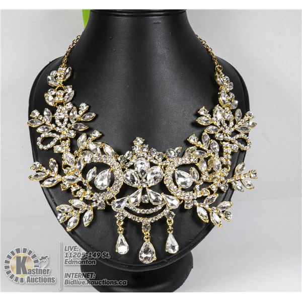 BELLA VOGUE GOLD TONED RHINESTONE HARNESS CHAIN