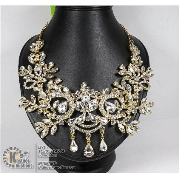 BELLA VOGUE GOLD TONED RHINESTONE HARNESS CHAIN