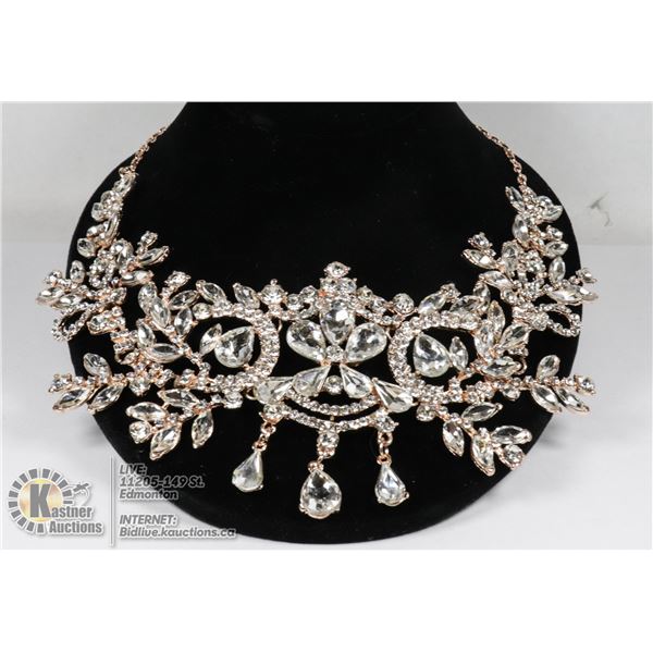 BELLA VOGUE GOLD TONED RHINESTONE HARNESS CHAIN