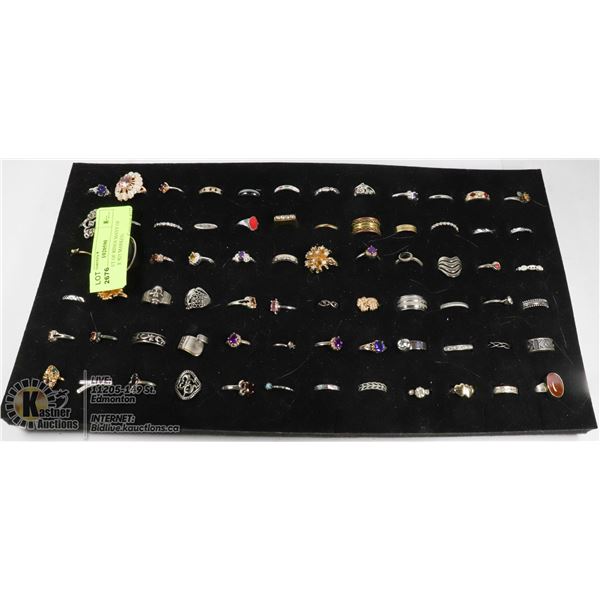 ONE SHEET OF RINGS MANY OF THEM ARE 925 MARKED, 1960 RINGS, OTHER