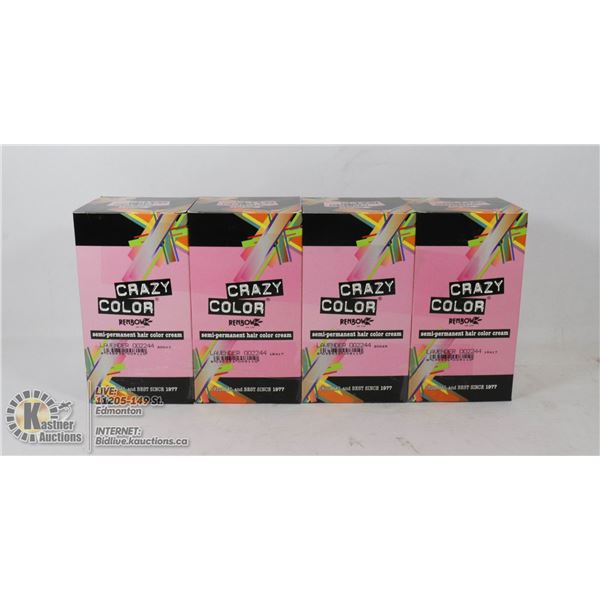 LOT OF 4  CRAZY COLOR RENBOW SEMI-PERMANENT HAIR COLOR CREAM - LAVENDER