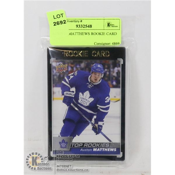 AUSTON MATTHEWS ROOKIE CARD LEAFS CENTRE 2016-17 UPPER DECK TOP ROOKIES CARD #R-1- NONE