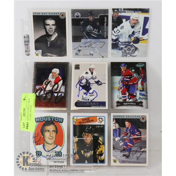 AUTOGRAPHED HOCKEY CARDS WENDEL CLARK; REJEAN HOULE; PAUL POPIEL; 6 OTHERS