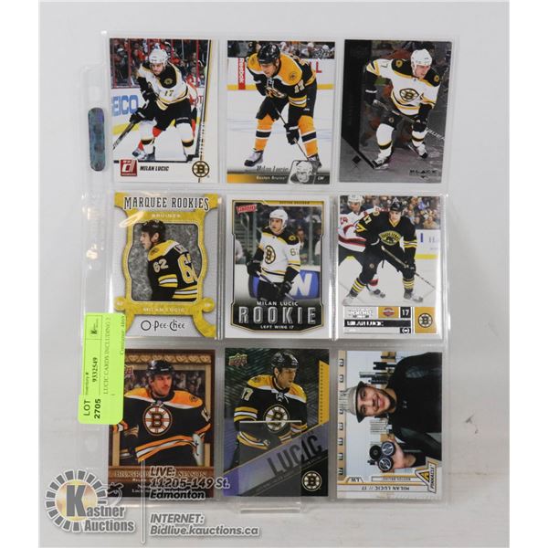9 MILAN LUCIC CARDS INCLUDING 2 ROOKIES SHEET OF 9 CARDS INCLUDING 2 2007-08 ROOKIE CARDS- NONE