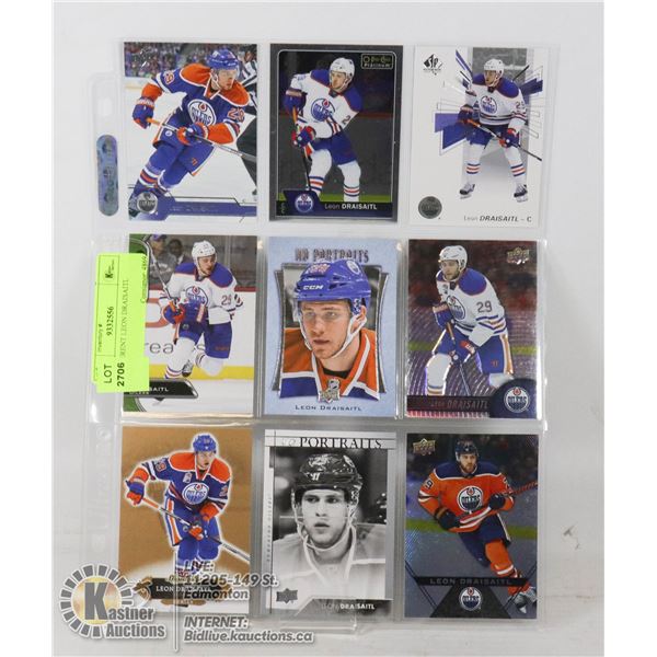 9 DIFFERENT LEON DRAISAITL CARDS SHEET INCLUDES BASE AND INSERT CARDS- NONE