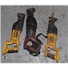 Image 1 : SAWZALL'S -1 MASTERCRAFT (CORD) 2 DEWALT CORDLESS (1 WORKING 1 OLDER MODEL NEVER TESTED ) NO BATTERY