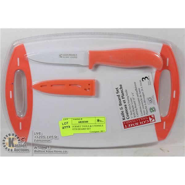 NEW GOURMET TOOLS & UTENSILS KNIFE WITH BOARD SET