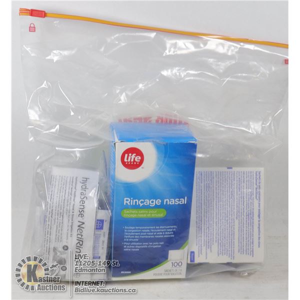 SALINE PACKETS FOR NASAL AND SINUS RINSES HYDRASENSE   55 PACKETS   EXPIRY MAY 2022.  LIFE BRAND   M