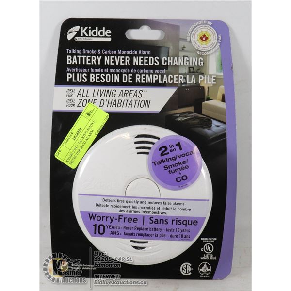 KIDDE 2 IN 1 TALKING SMOKE DETECTOR & CO ALARM RECOMMENDED BY COUNCIL OF CANADIAN FIREMEN - WORRY FR