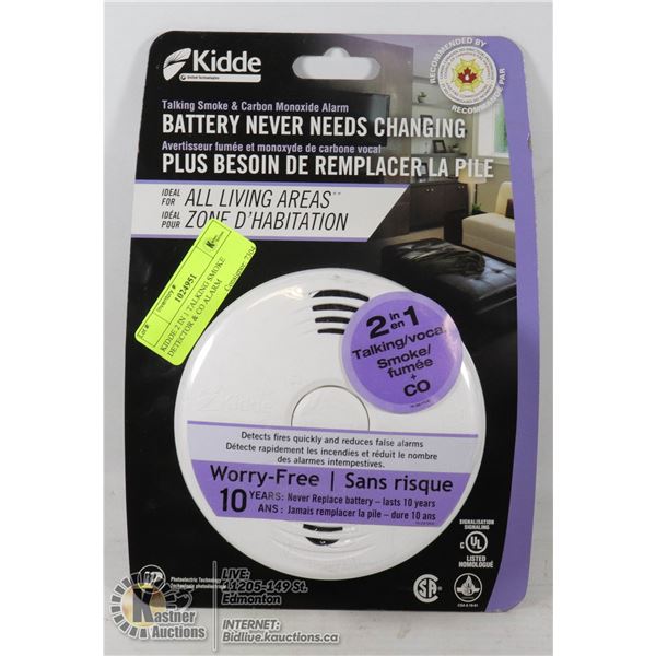KIDDE 2 IN 1 TALKING SMOKE DETECTOR & CO ALARM RECOMMENDED BY COUNCIL OF CANADIAN FIREMEN - WORRY FR