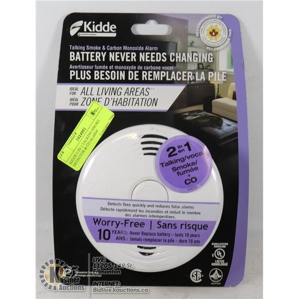 KIDDE 2 IN 1 TALKING SMOKE DETECTOR & CO ALARM RECOMMENDED BY COUNCIL OF CANADIAN FIREMEN - WORRY FR