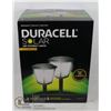 Image 1 : NEW DURACELL 2PACK SOLAR LED PATHWAY LIGHT SET WEATHERPROOF, GLASS LENS, BLACK FINISH