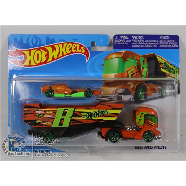 NEW OLD STOCK HOTWHEELS BIG RIG HEAT TRUCK & CAR COMBO SET