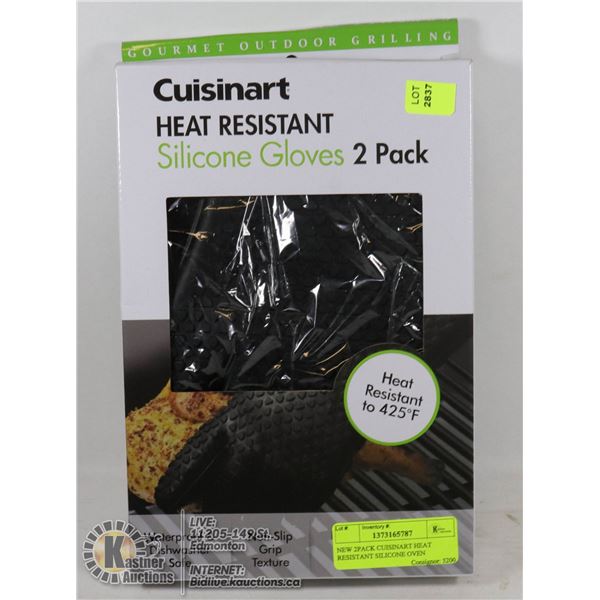 NEW 2PACK CUISINART HEAT RESISTANT SILICONE OVEN GLOVES. DISHWASHER SAFE, HEAT RESISTANT UP TO 450 D