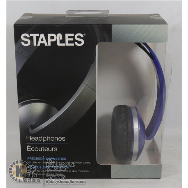NEW STAPLES HEADPHONES FOLDING DESIGN, ADJUSTABLE HEADBAND