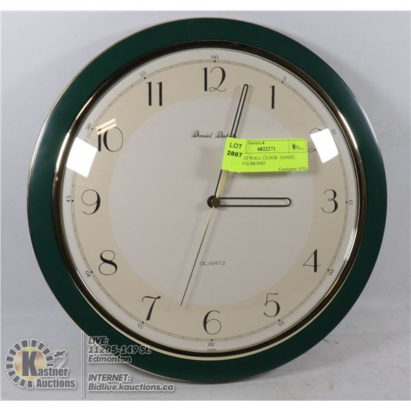 QUARTZ WALL CLOCK- DANIEL DAKOTA BRAND
