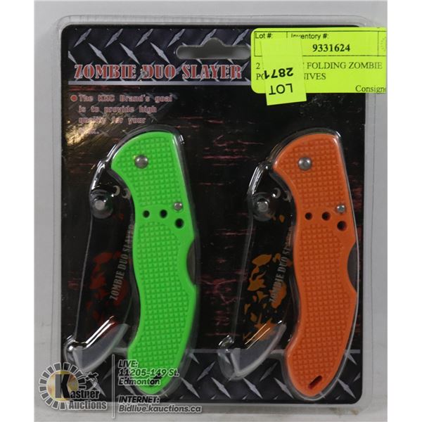 2 NEW KKC FOLDING ZOMBIE POCKET KNIVES