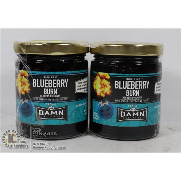 LOT OF 2 BLUEBERRY BURN FRUIT SPREAD 190ML EA