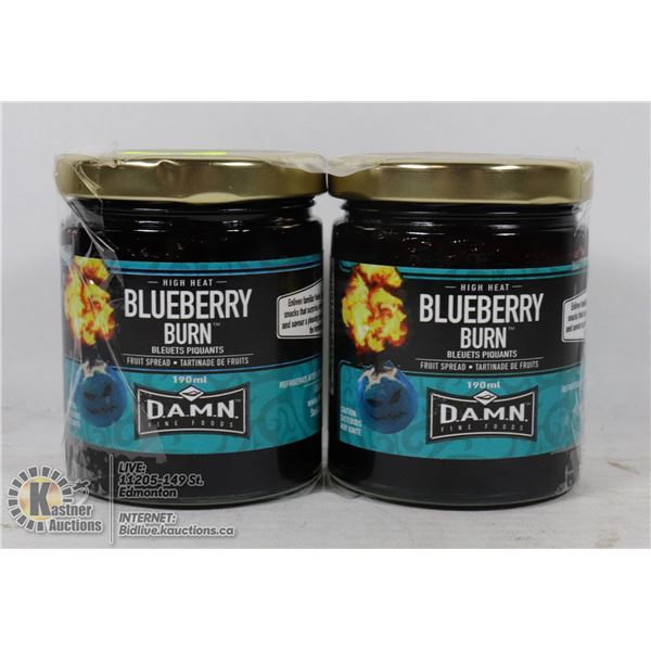 LOT OF 2 BLUEBERRY BURN FRUIT SPREAD 190ML EA