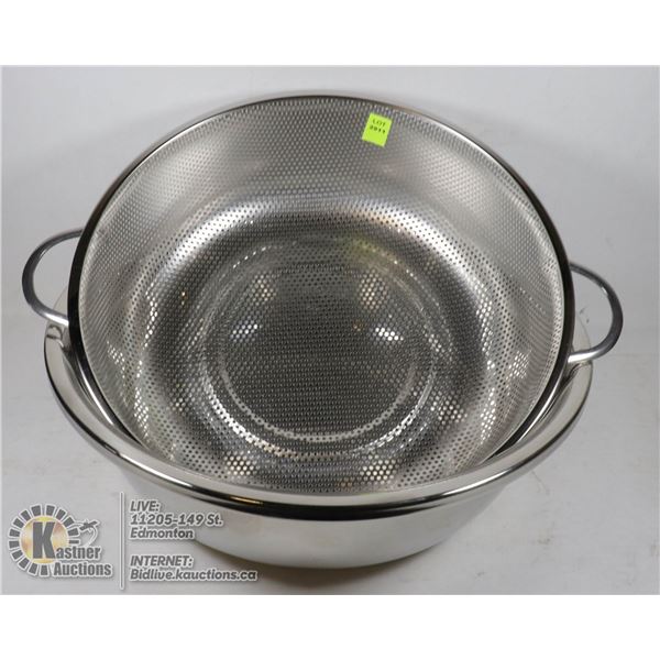 STAINLESS STEEL BOWL WITH STRAINER
