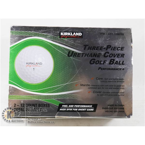 KIRKLAND SIGNATURE THREE-PIECE URETHANE COVER GOLF BALLS 24 TOTAL
