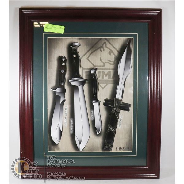 PUMA KNIVES POSTER MATTED AND FRAMED