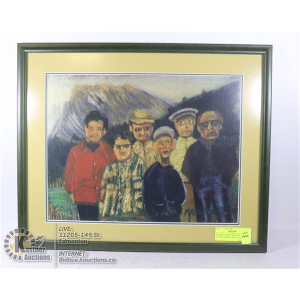 FRAMED & MATTED FOLK ART PASTEL. SIGNED ANTI GLARE ESTATE.