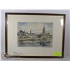 Image 1 : ANTIQUE ETCHING TITLED FRANKFURT. SIGNED BY ARTIST ESTATE.