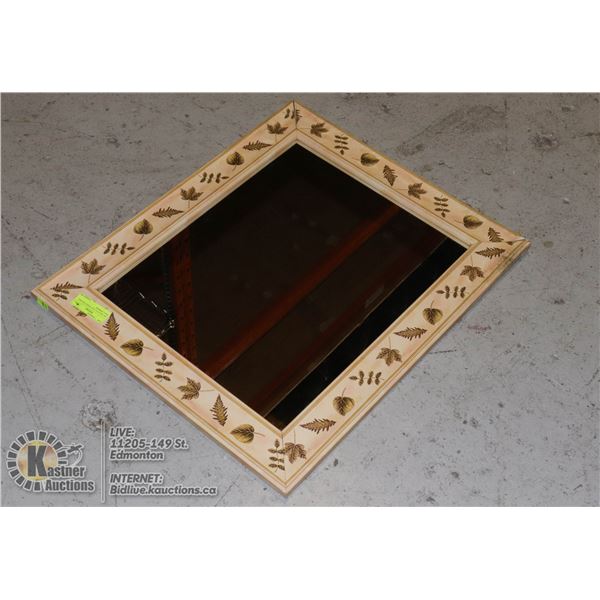 DECORATIVE LEAF WOOD FRAMED WALL MIRROR - (25.5"X21")
