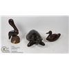Image 1 : IRONWOOD CARVED TURTLE, DUCK & PELICAN