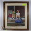 Image 1 : BOYS IN WAITING' OIL ON CANVAS SIGNED BY ARTIST SIGNED BY CANADIAN ARTIST, ORIGINAL ARTWORK, FRAME S
