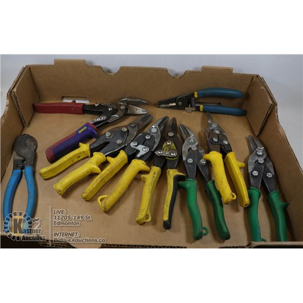 LARGE FLAT OF VARIOUS CUTTERS AND SNIPS